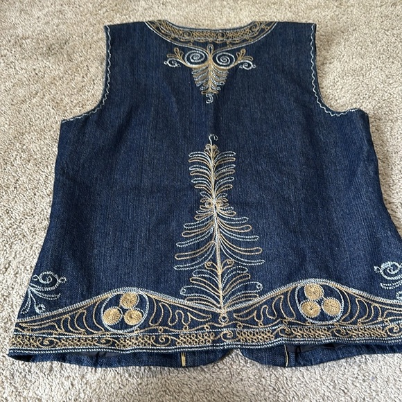 Coldwater Creek Denim Vest Embroidered Size Small - Picture 5 of 6
